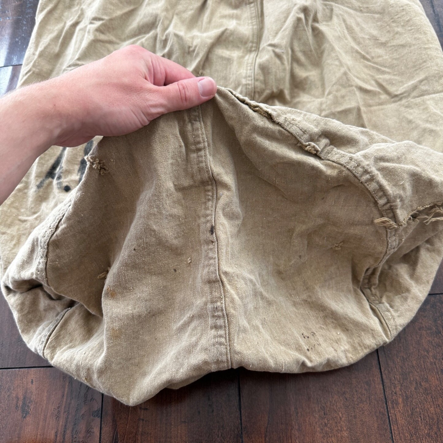 VTG WWII Canvas Garment Laundry Bag Rare Military Denim 1940s 40s 50s Stencil