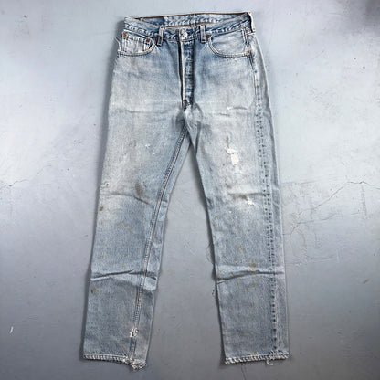 Levis 501 Vintage 90s USA XX Straight Leg Jeans Blue Light Wash 34x34 Act 31x33