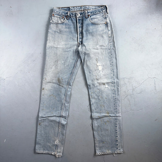 Levis 501 Vintage 90s USA XX Straight Leg Jeans Blue Light Wash 34x34 Act 31x33