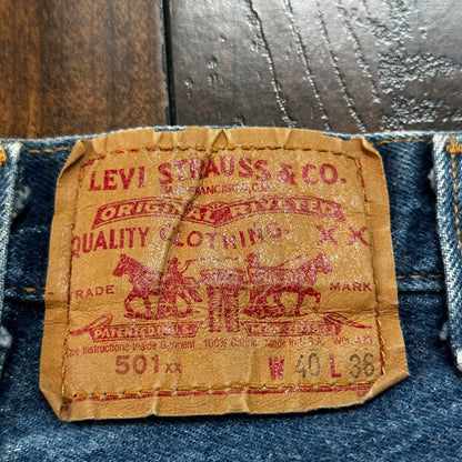 VTG 90s Levis 501 Button Fly 40x36 USA Tag Jeans Straight Wash Blue XX Act 36x32