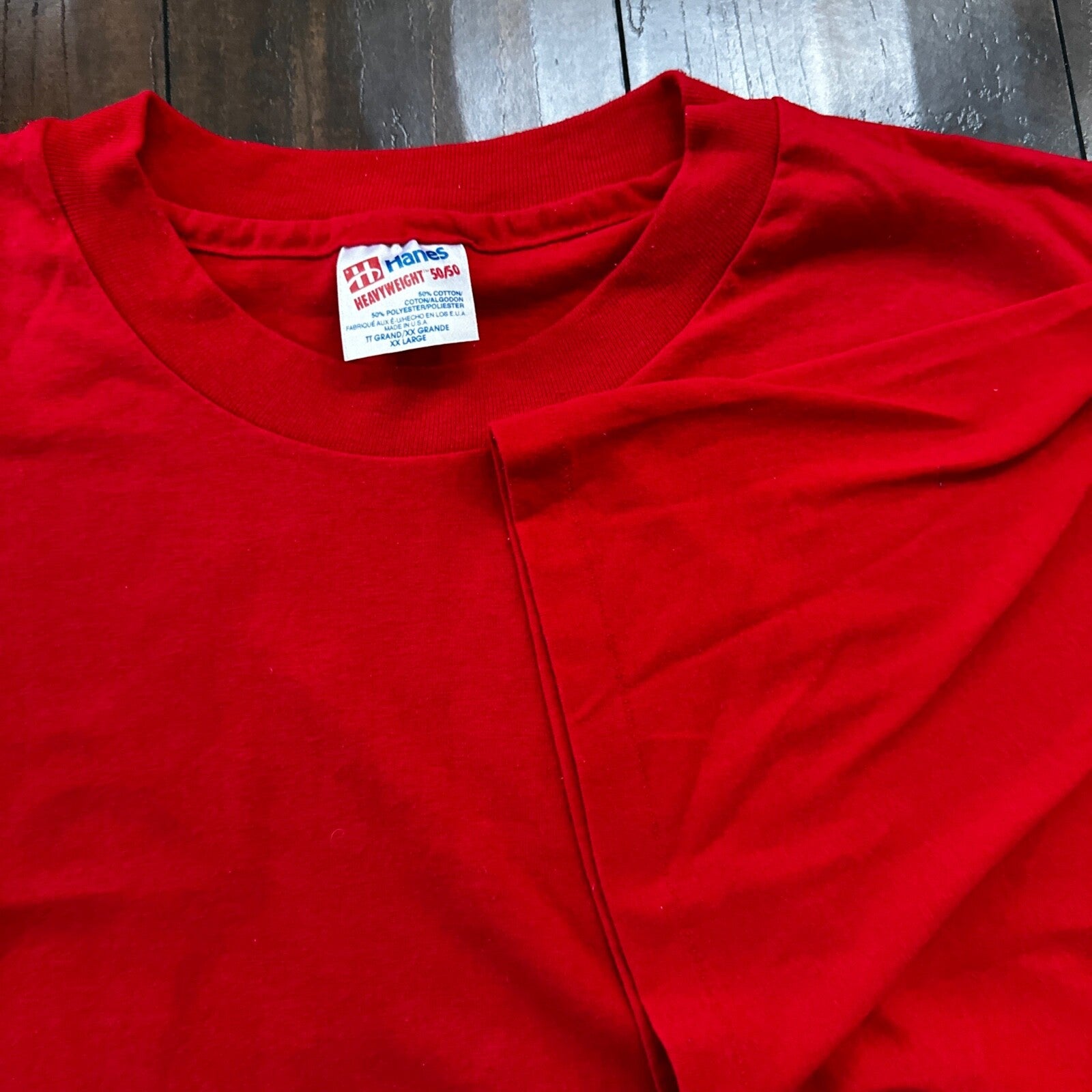 Hanes Blank Red 80s 90s VTG T Shirt Simple Basic Essential Single Stitch Lot Rap