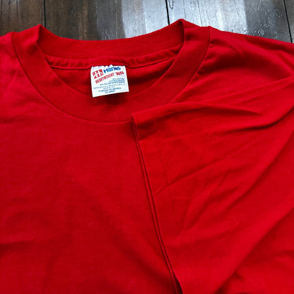 Hanes Blank Red 80s 90s VTG T Shirt Simple Basic Essential Single Stitch Lot Rap