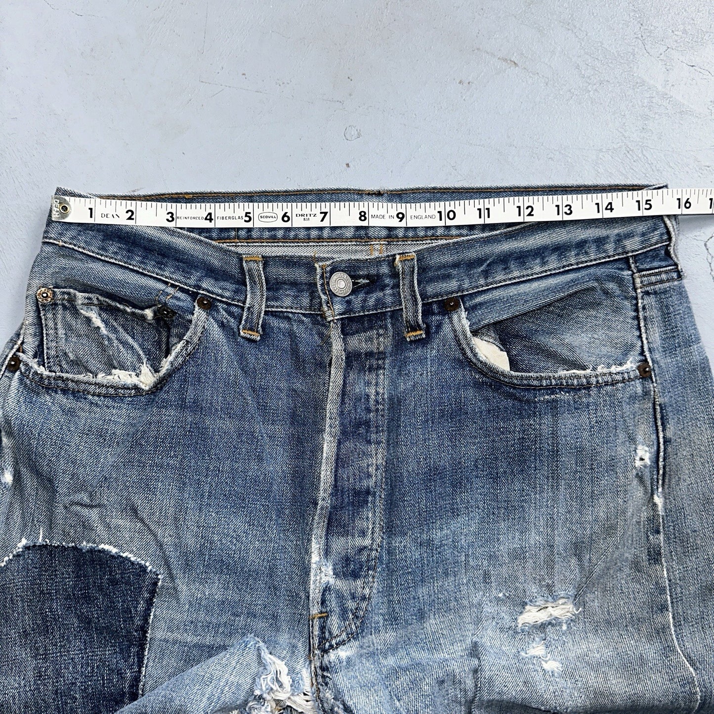 Levis 501 VTG 70s SS Redline Selvedge Jeans XX Blue Med Wash Patched Act 31x28