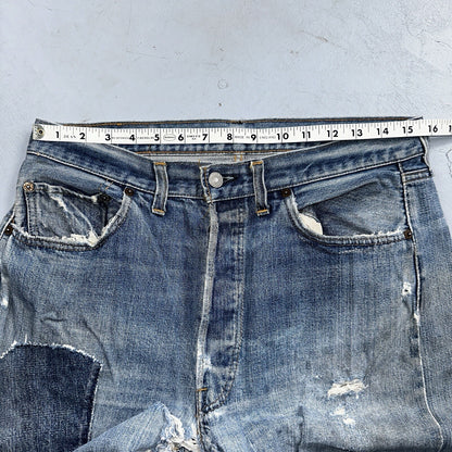 Levis 501 VTG 70s SS Redline Selvedge Jeans XX Blue Med Wash Patched Act 31x28