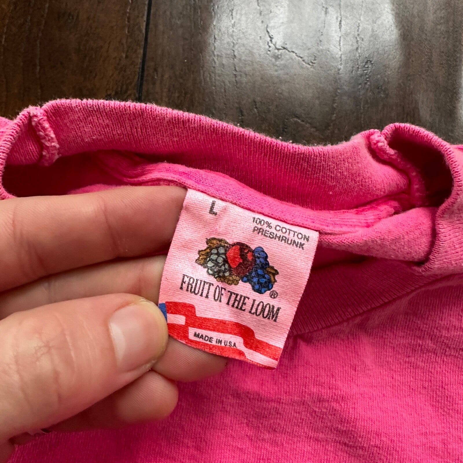 Fruit of The Loom Pink USA Vintage T Shirt FOTL Blank Simple Essential 90s