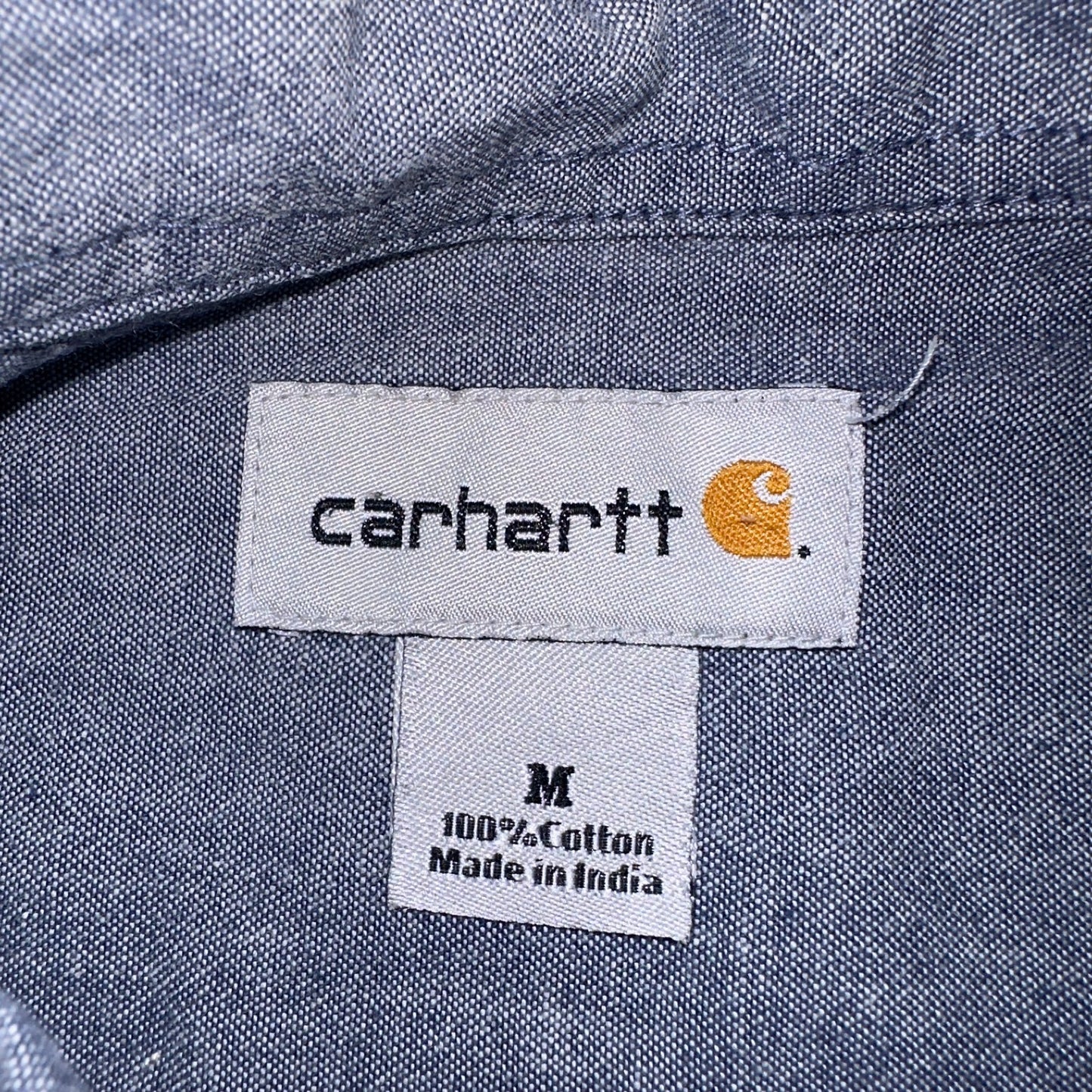 Carhartt Shirt Mens M Blue Chambray Relaxed Fit Button Up Work Adult Workwear