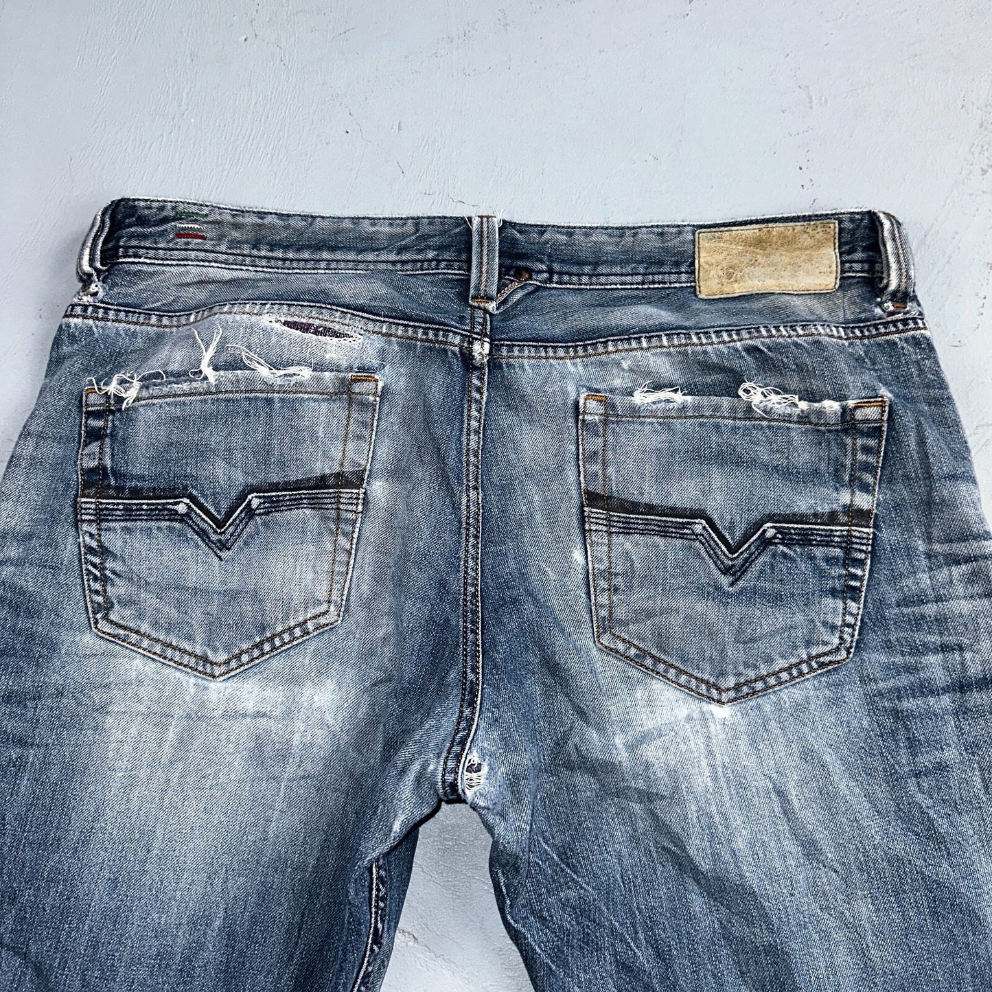 Diesel Larkee Bootcut Stretch Jeans Mens 36x30 Blue Straight 008M2 Whisker Italy