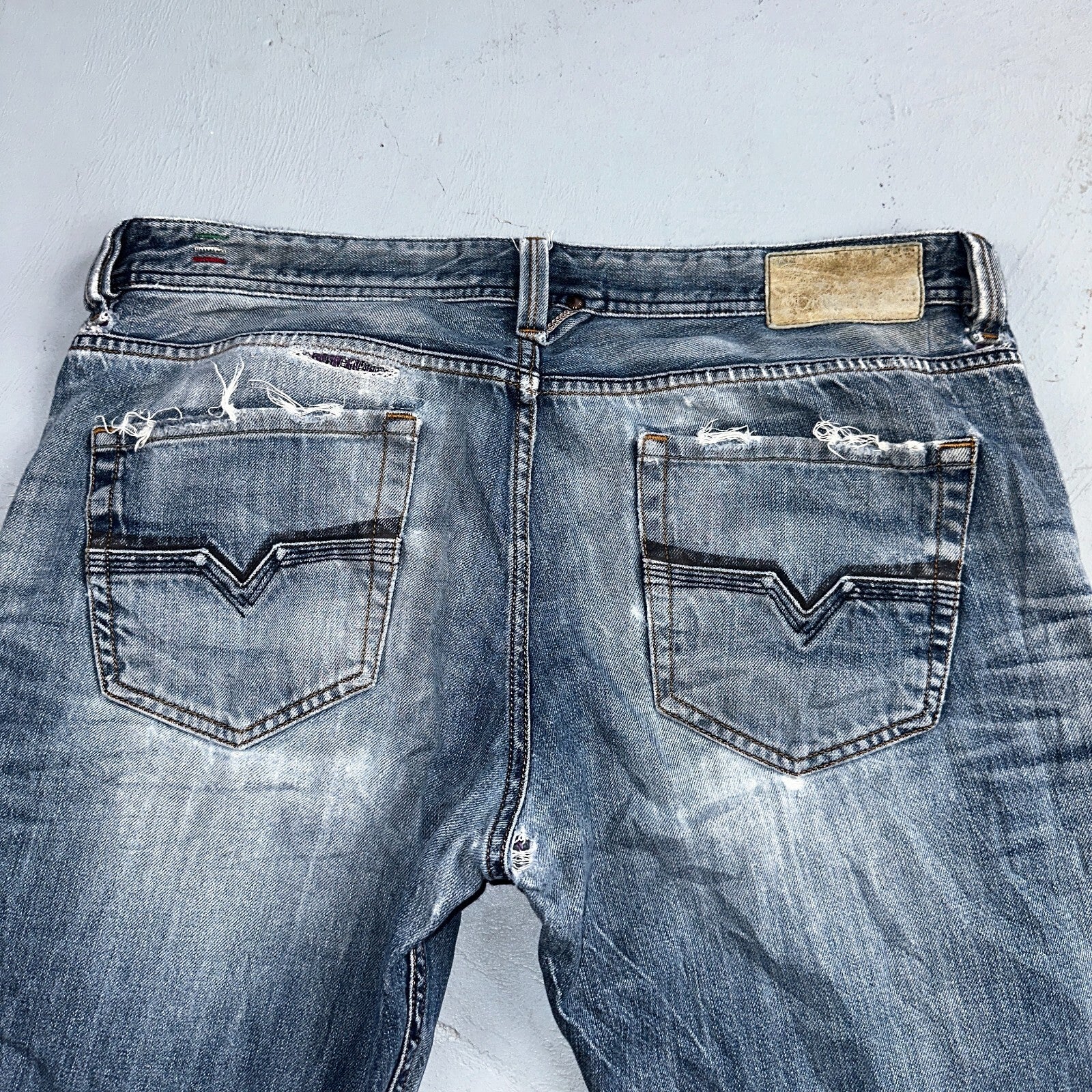 Diesel Larkee Bootcut Stretch Jeans Mens 36x30 Blue Straight 008M2 Whisker Italy