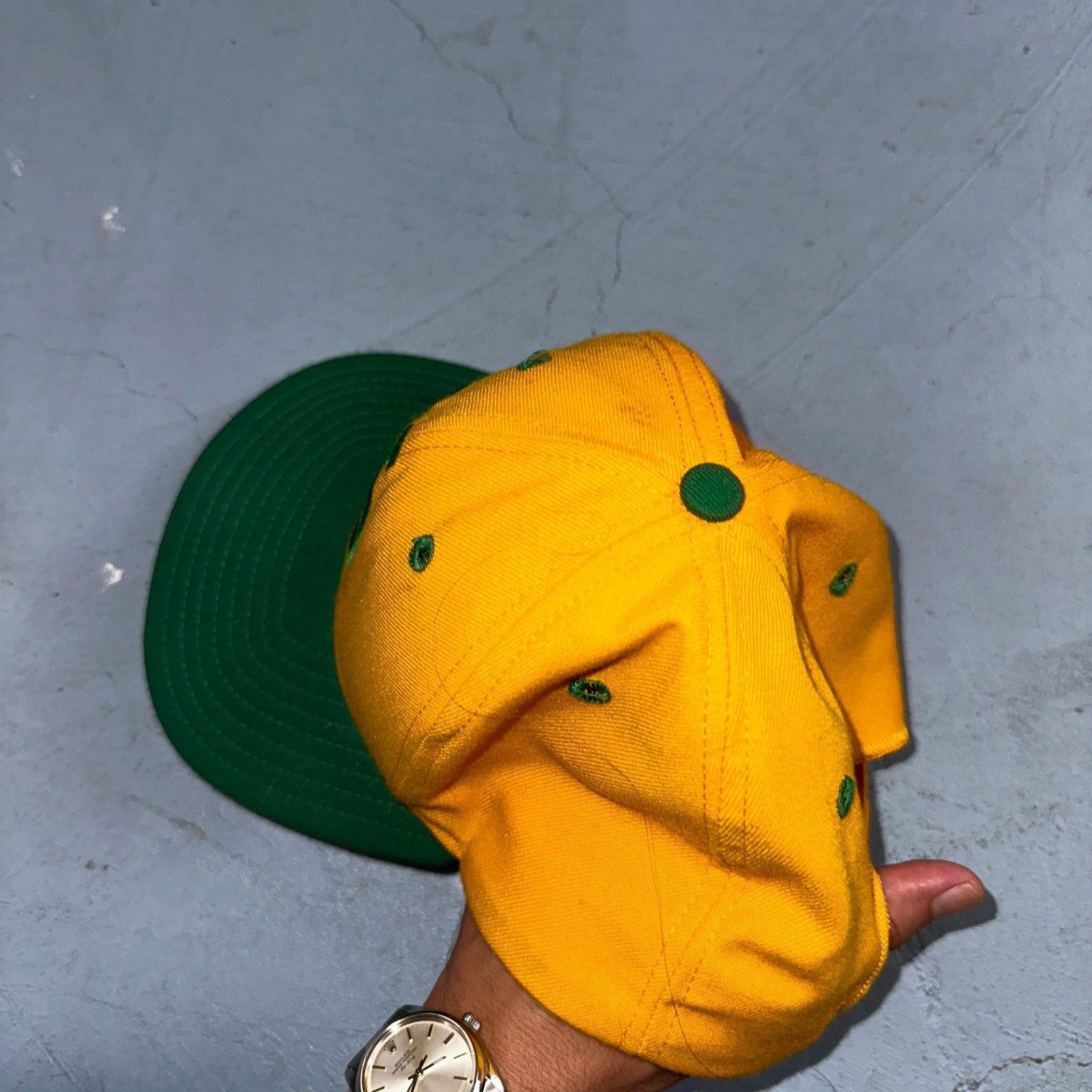 Vintage University of Oregon Hat UO Green Yellow Fitted Baseball Cap Ducks NCAA