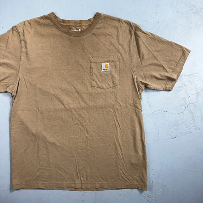 Carhartt K87 DES Men's Cotton Brown Desert T-Shirt Short Sleeve Pocket Sz L