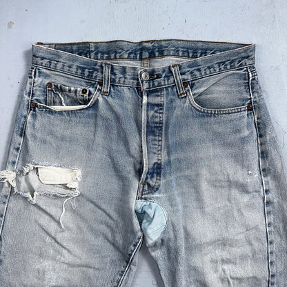 Levis 501 Vintage 80s Redline Selvedge USA XX Jeans Thrashed 36x30 Act 33x26