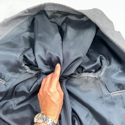 VTG Mens 2 PC Suit 44L Jacket Coat Vest Gray Levis Panatela Wool 80s