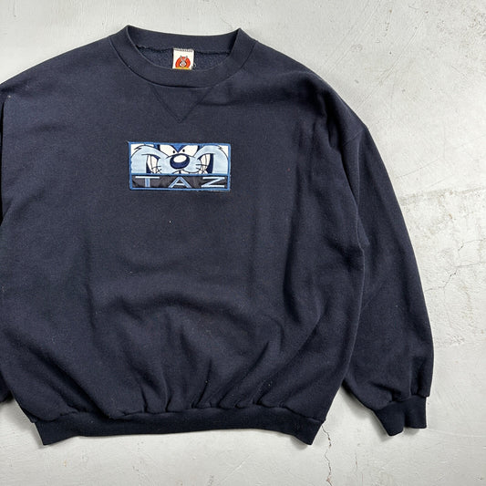 Looney Tunes TAZ 90s USA Sweatshirt VTG Crewneck XL Navy Cartoon Bugs Bunny
