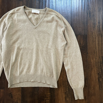 Norm Thompson 100% Cashmere 2-Ply Crew Neck Sweater Size 44 Scotland Beige