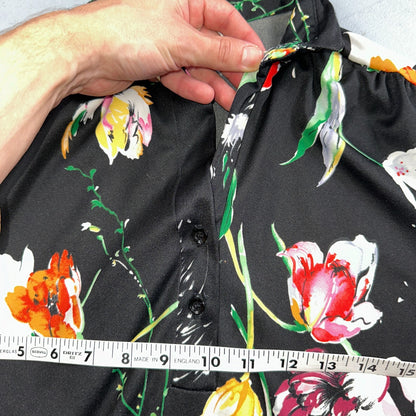 Caribou Made In USA Floral Print Shirt Button Down V Neck Women’s Vintage 1970s