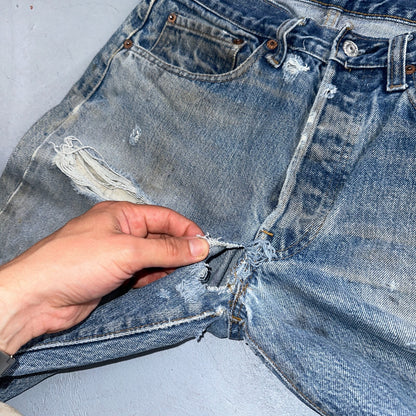 Levis 501 Vintage 80s Redline Selvedge USA XX Jeans Light Wash 32x31 Act 29x27