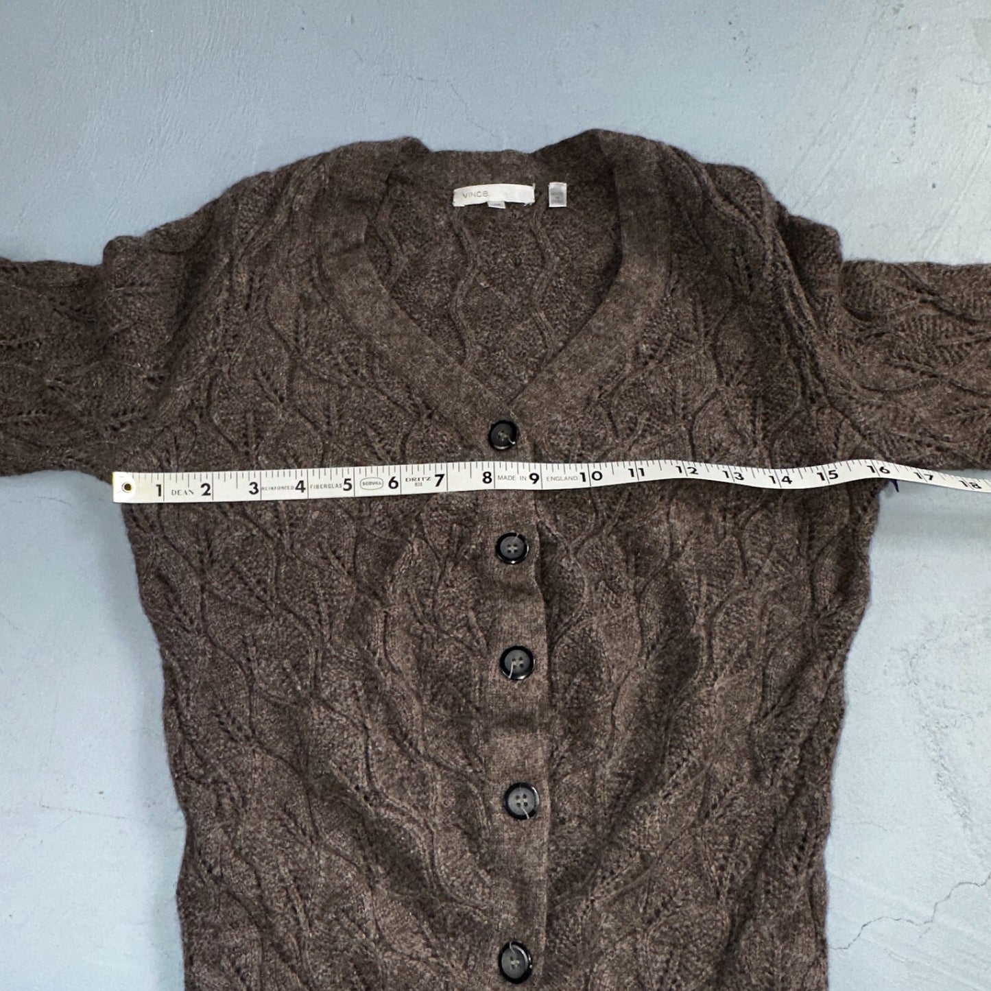 Vince Wool Cashmere Sweater Size XS Brown Cardigan Alpaca Chunky Knit