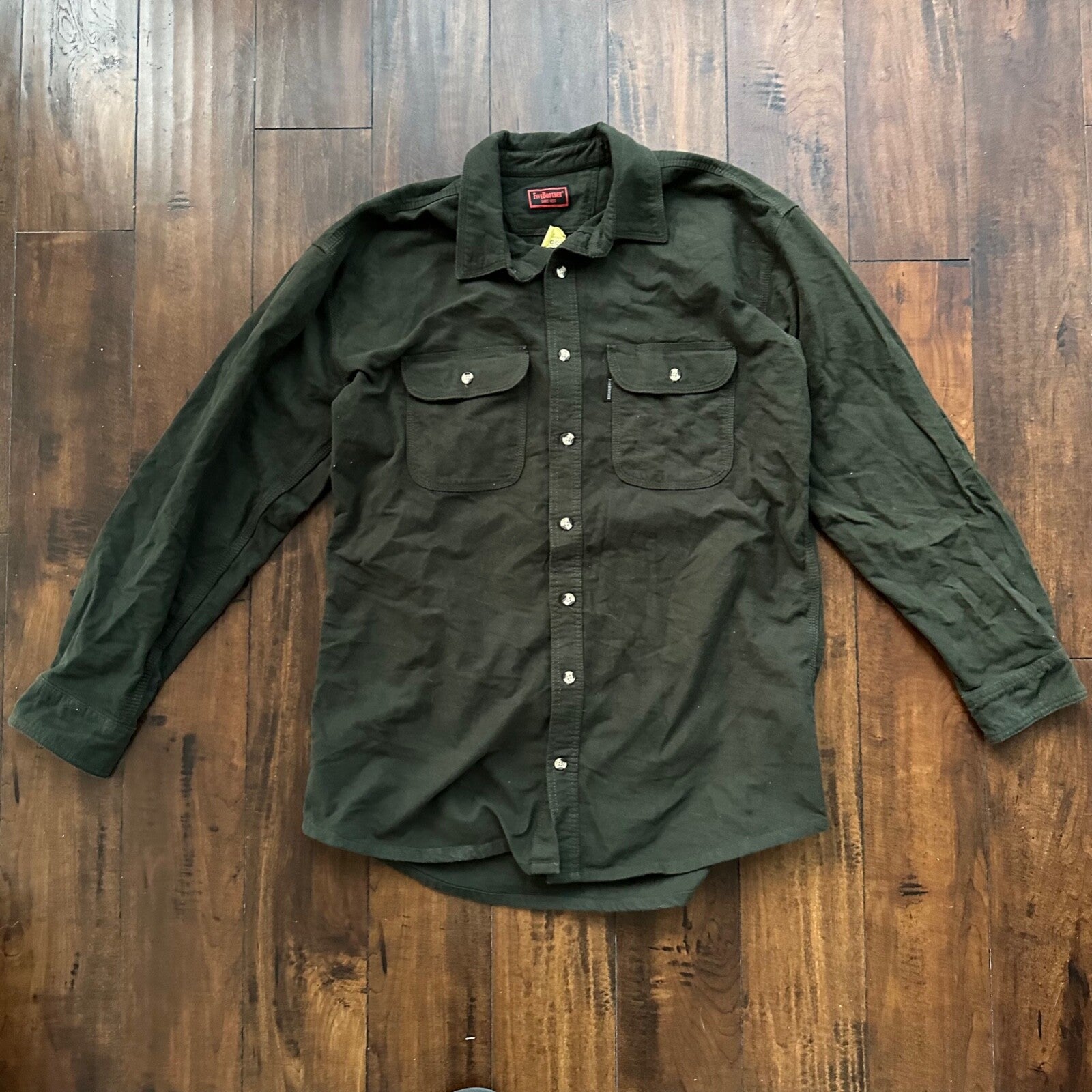 Five Brother Tallman Heavy Flannel Chamois Hunting Shirt Green Olive XL Tall VTG