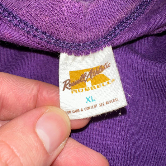 Russell Athletic 70s Purple Blank VTG T Shirt Football Cotton XL Stained 1970s