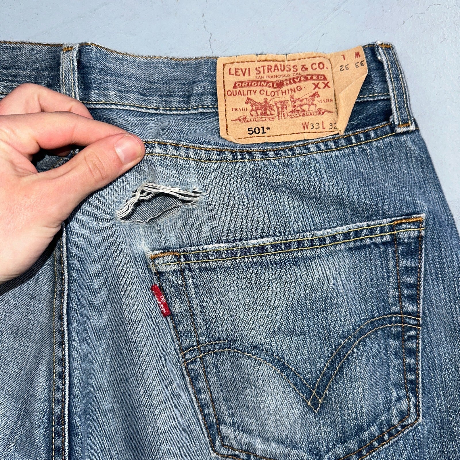 Levis 501 Vintage Y2K XX Straight Leg Jeans Blue Med Wash 33x32 Act 32x31