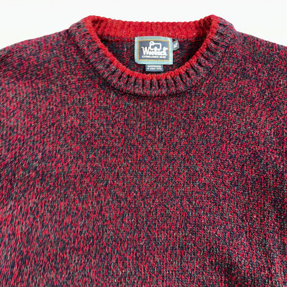 Woolrich Vintage Sweater Men’s XL Red Wool Blend Rag Sweater Chunky Collar 80s