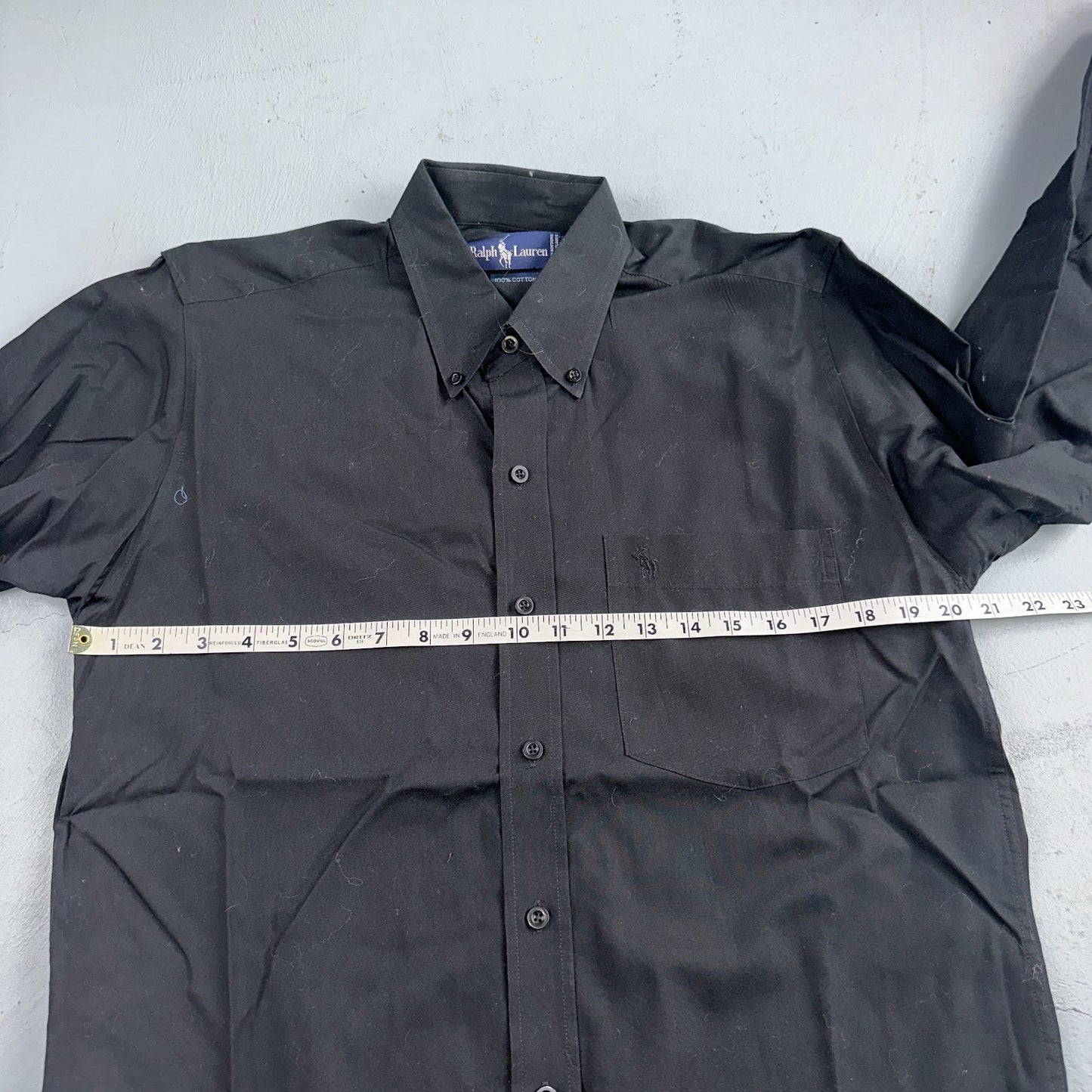 Polo Ralph Lauren Men's Black Solid Classic VTG 100% Cotton Button Shirt 15 32
