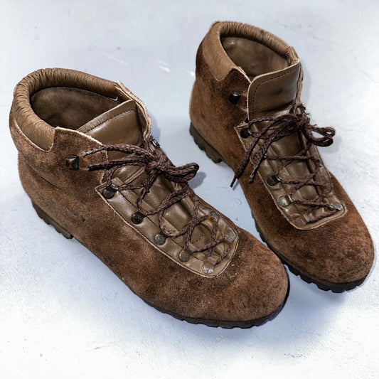 Dunham Waffle Stompers Brown Suede Leather Hiking Boots VTG Italy Size 7.5