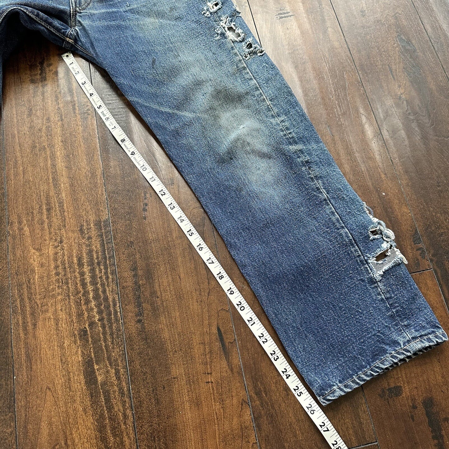 Levis 501 XX Big E True Vintage 60s Redline THRASHED Denim Jeans 1960s 27x26