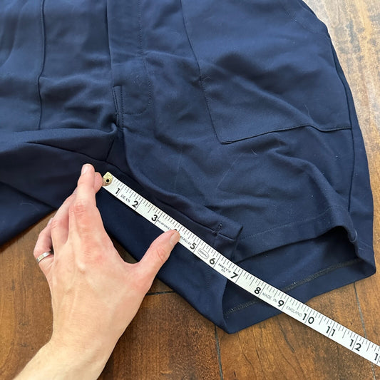 VTG 80's Spanjian Athletic Basketball Shorts Men's SZ L Navy Blue Made In USA