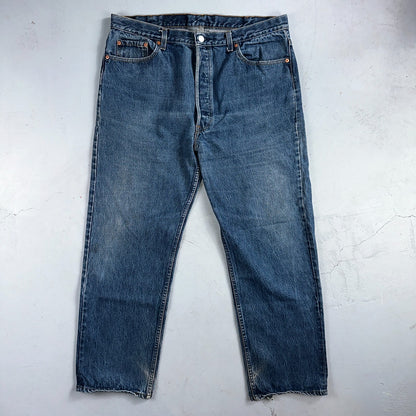 Levis 501 Vintage 90s USA XX Straight Leg Jeans Blue Med Wash 40x30 Act 38x30