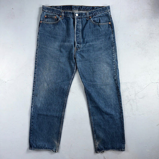 Levis 501 Vintage 90s USA XX Straight Leg Jeans Blue Med Wash 40x30 Act 38x30