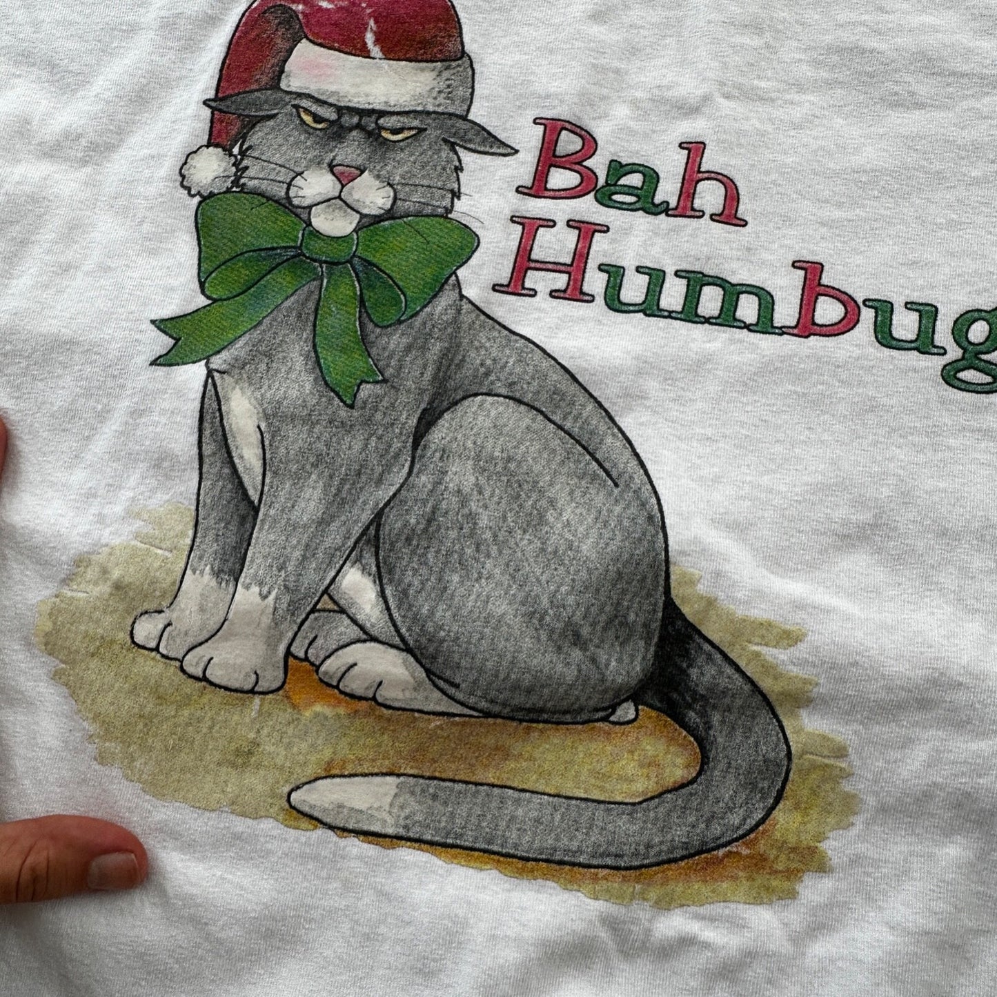 Christmas Cat Funny Vintage T Shirt Angry Peaved Not Happy Love Long Sleeve