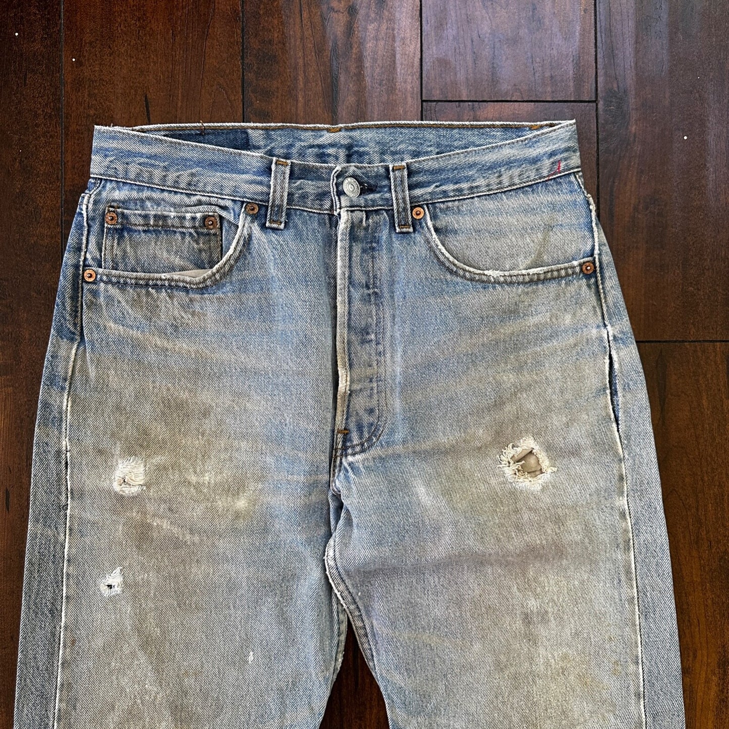Levis 501 Vintage 90s Straight Leg XX USA Jeans 32x36 Thrashed Wash Act 30x31