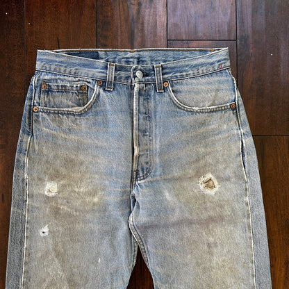 Levis 501 Vintage 90s Straight Leg XX USA Jeans 32x36 Thrashed Wash Act 30x31