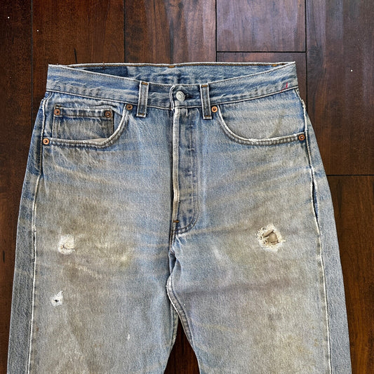 Levis 501 Vintage 90s Straight Leg XX USA Jeans 32x36 Thrashed Wash Act 30x31