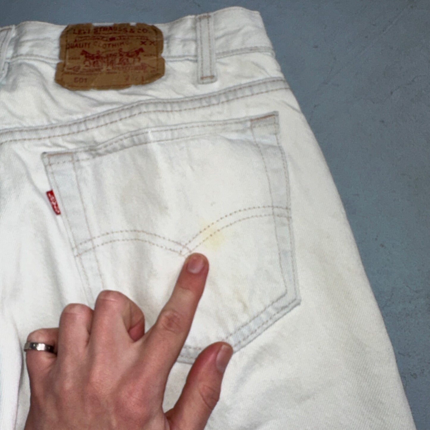 Levis 501 Vintage 90s USA XX Straight Leg Jeans White Light Wash 32x30 Act 30x26