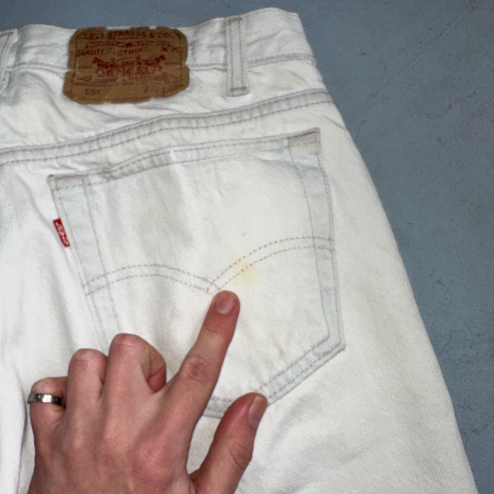 Levis 501 Vintage 90s USA XX Straight Leg Jeans White Light Wash 32x30 Act 30x26