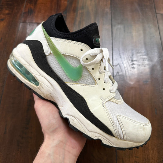 Nike Sneakers Womens 8.5 White Green Air Max 93 Dusty Cactus Athletic 307167-100