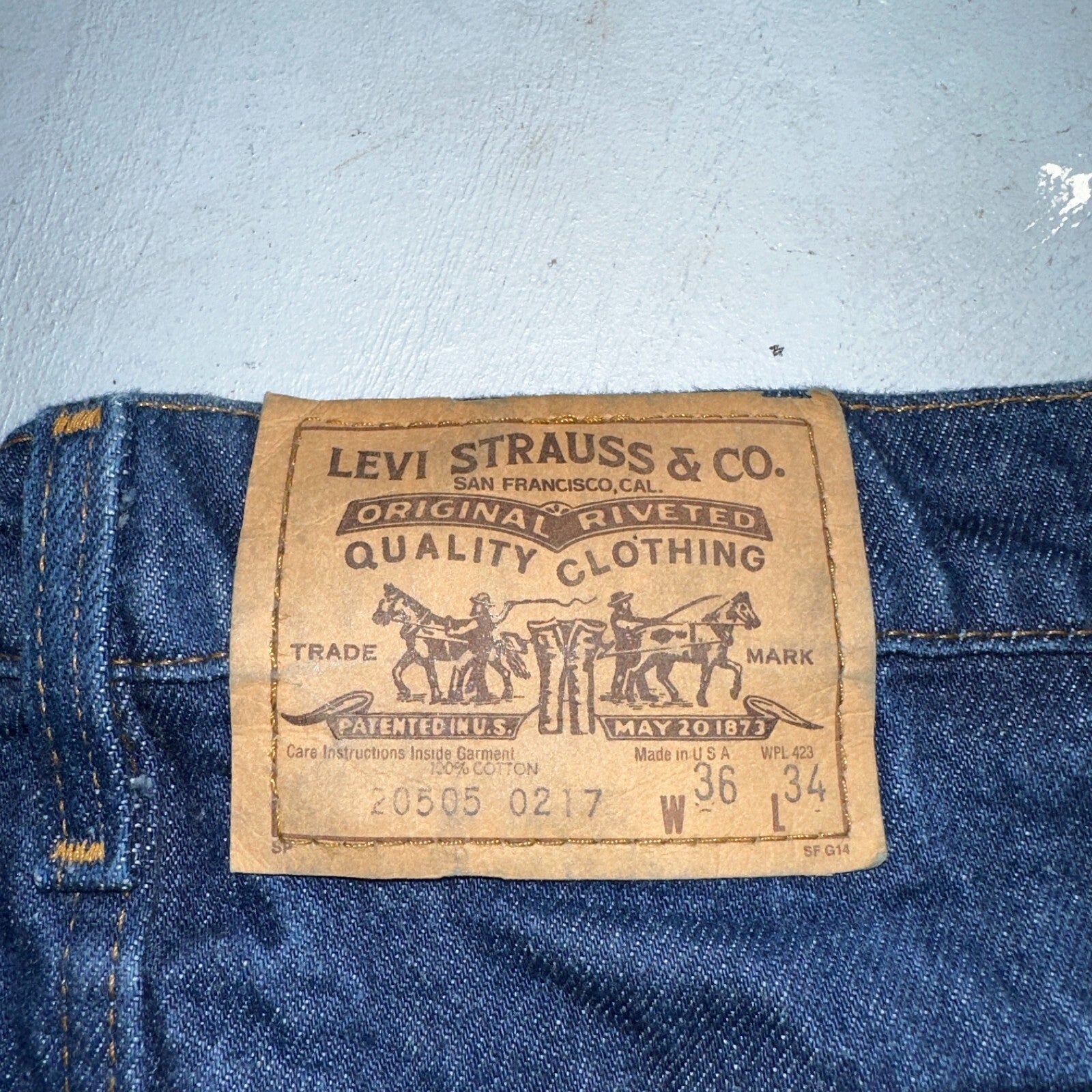 Levis 505 Vintage 80s 20505-0217 Orange Tab Dark 501 Jeans 36x34 USA 1980s