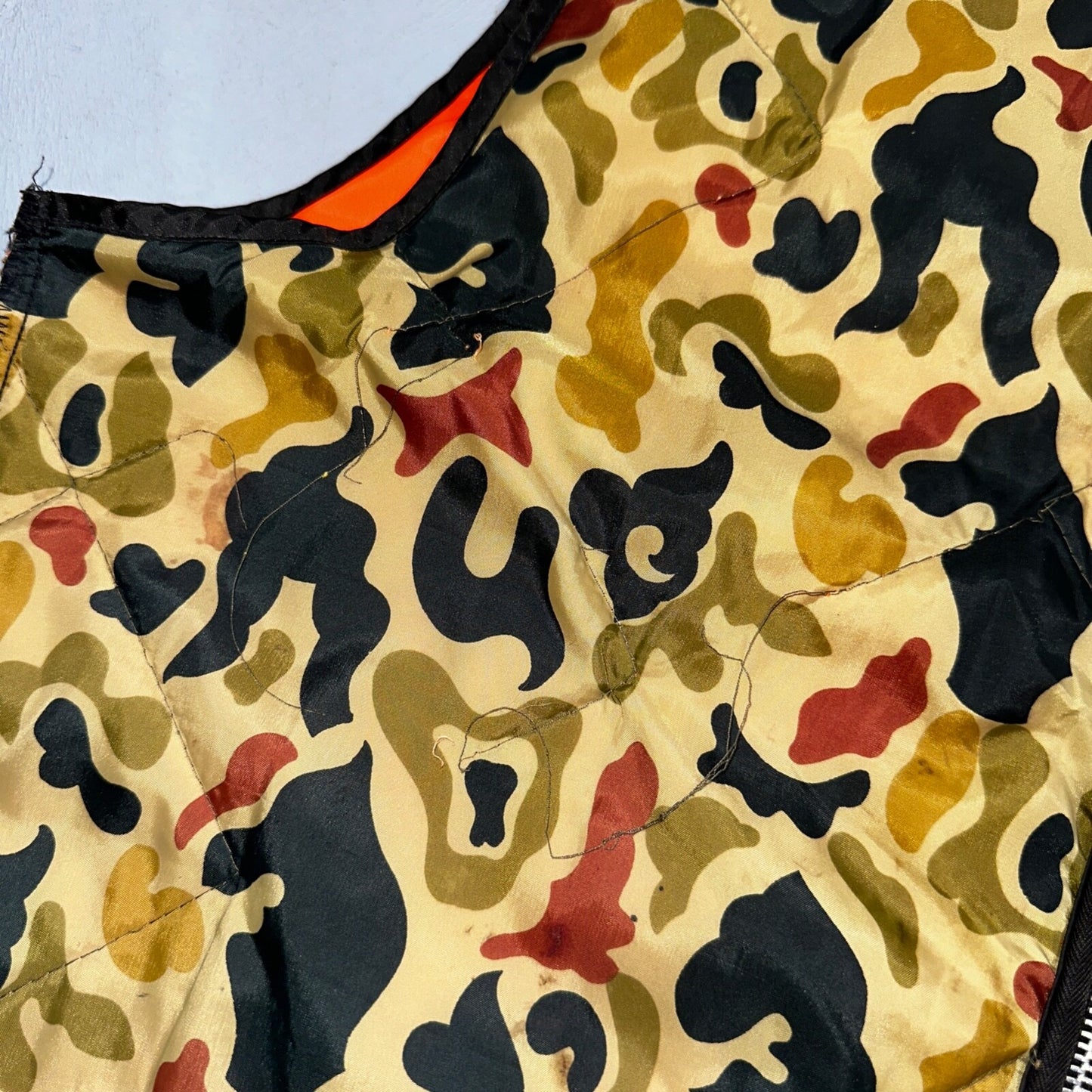 Vintage Duck Camo Vest Adult Large Camouflage Puffer Reversible Hunting Fishing