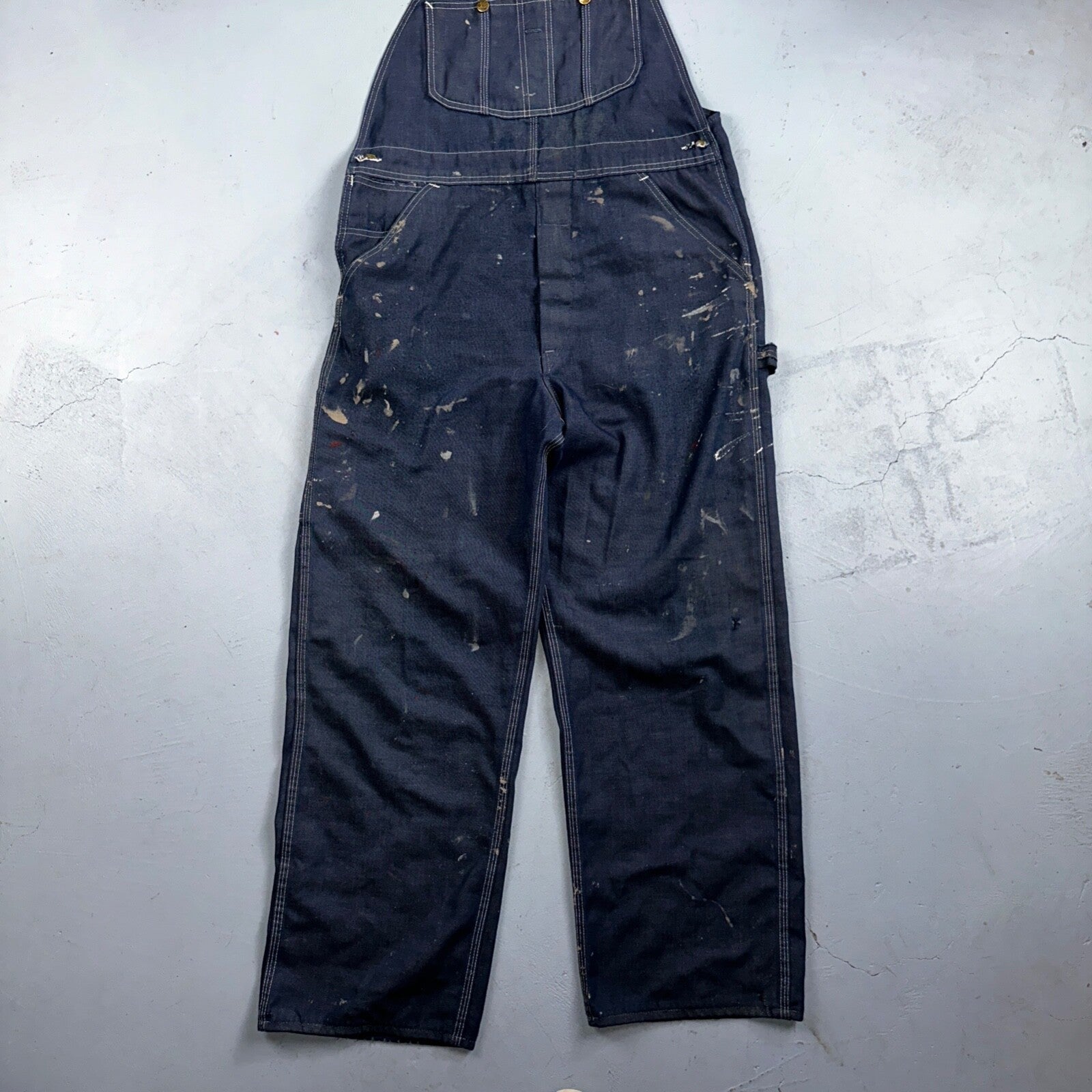Vintage Sears Sanforized Denim Union Made Blue Jean Bib Overalls 36x28 60s