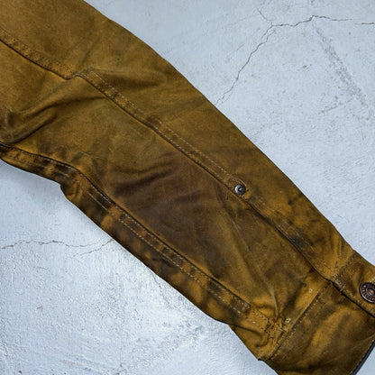 Filson x Levis Tin Cloth Trucker Jacket Men’s Small Tan Made In USA VTG Oil