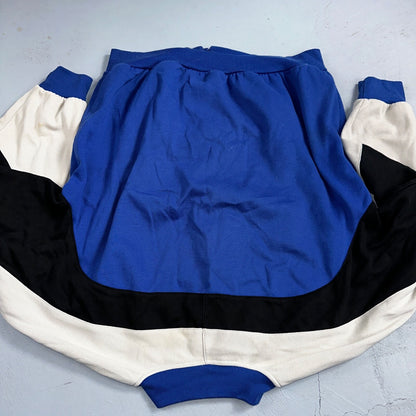 Adidas 80s 90s VTG Logo Sweater XL Blue Full Zip Sweatshirt Mens Burn Hole