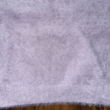 Nasty Gal Womens Fuzzy Sweater Purple Crew Neck Long Sleeve Mohair Vtg Style