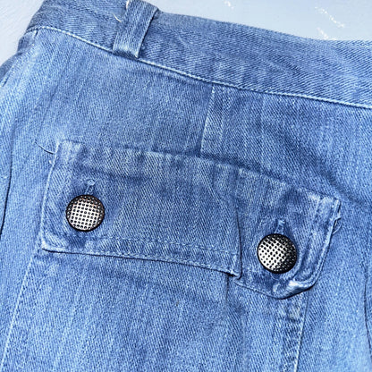 VTG 70s Jeans Canvas High Waist Sears Military Style P44 29x25 Capri HBT Rare