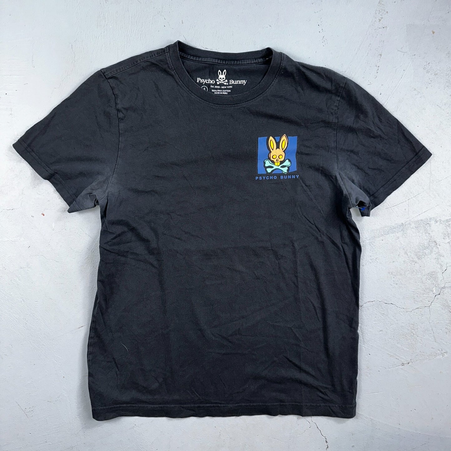 Psycho Bunny Shirt Mens 5 Black James Bunny In A Box Skull Skater Tee USED