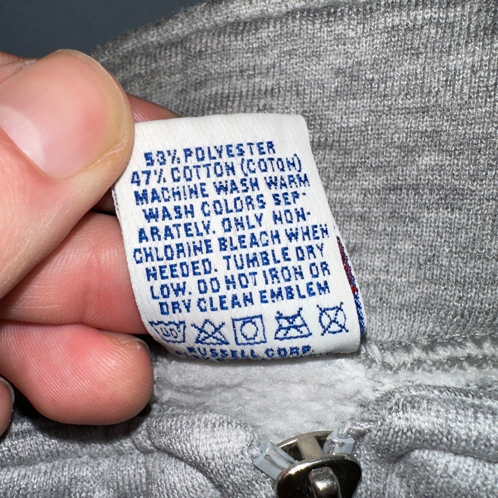 Russell Athletic USA L Sweatshirt 90s VTG Crewneck Gray Basic Blank Quarter Zip