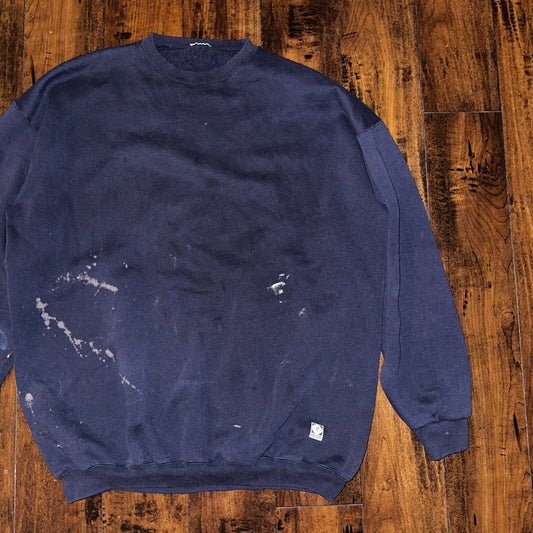 Navy Blue Sweatshirt Workout Crewneck 90s Y2K Vintage Gym Thrashed 2XL