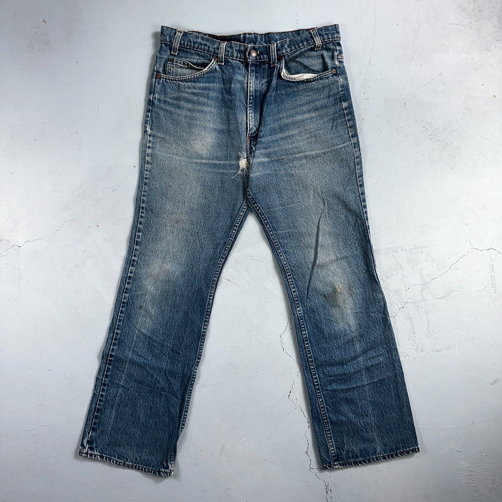 Levis 517 Vintage 80s USA Orange Tab Bootcut Flare Blue Worn Jeans Act 33x29