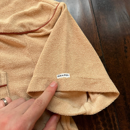 VTG Mens HUK-A-POO 70s Terry Cloth Knit Polo Shirt Rockabilly XL 1970s Cotton